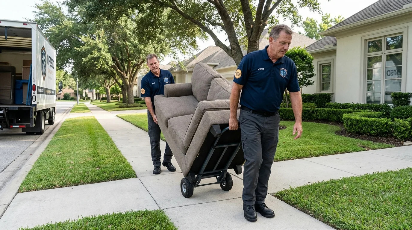 Local residential moving crew loading furniture in Addison, NY