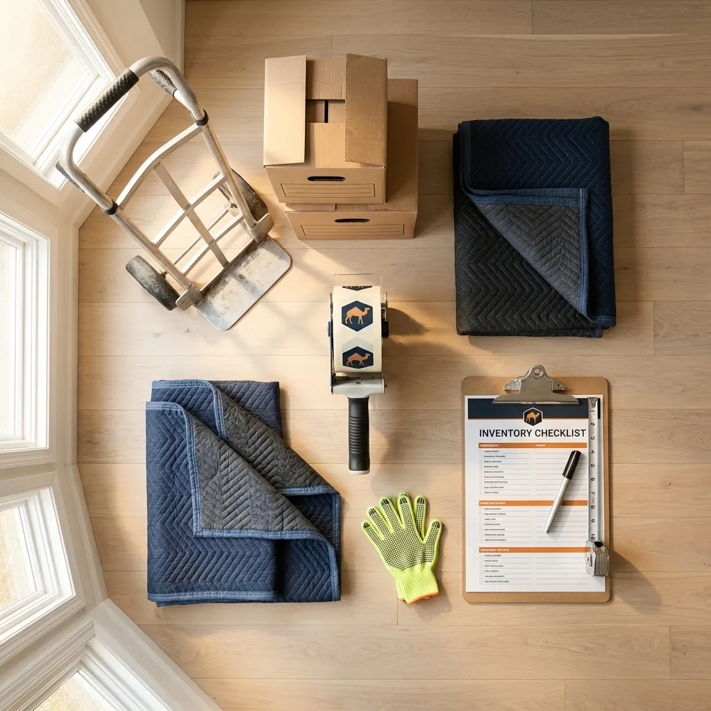 Professional moving supplies and packing materials layout for Addison residential relocations